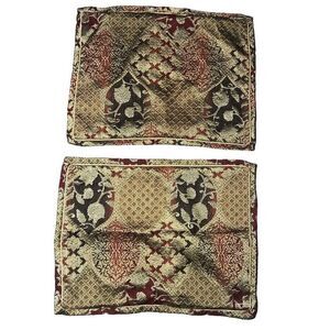 Pier 1 Imports Lumbar Pillow Covers Set of 2 Ornate Damask Floral Metallic Gold